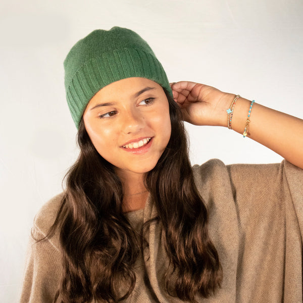 Portolano cashmere hat Portolano Hat Beanie Magenta Soft 100% Cashmere Knit Ribbed  main image 4