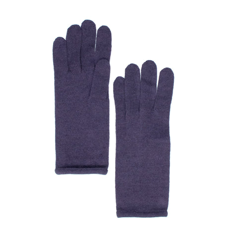 Ladies basic knit gloves in color eggplant