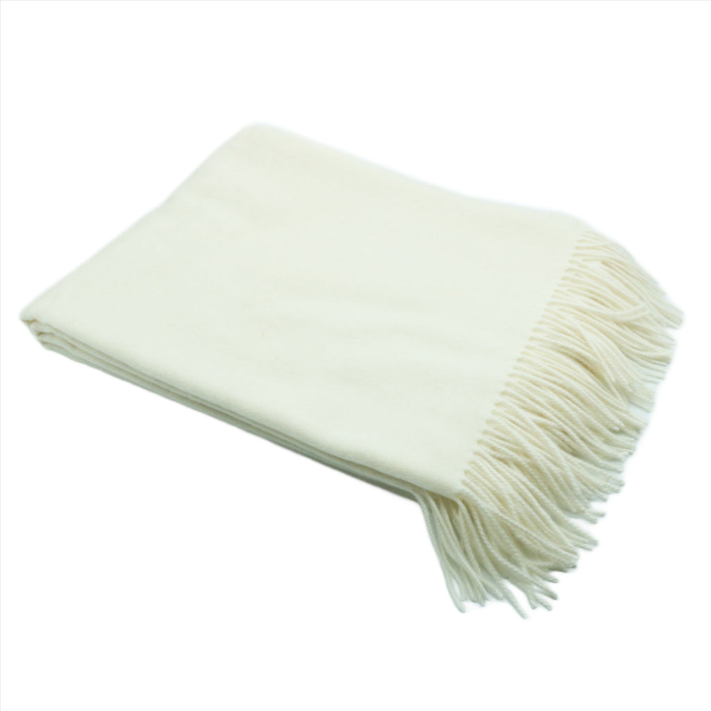 CASHMERE WOVEN THROW WITH FRINGES-CAMEL